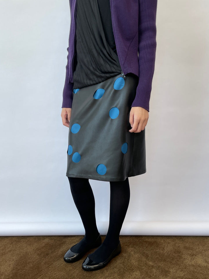 Cut Out Faux Leather Skirt