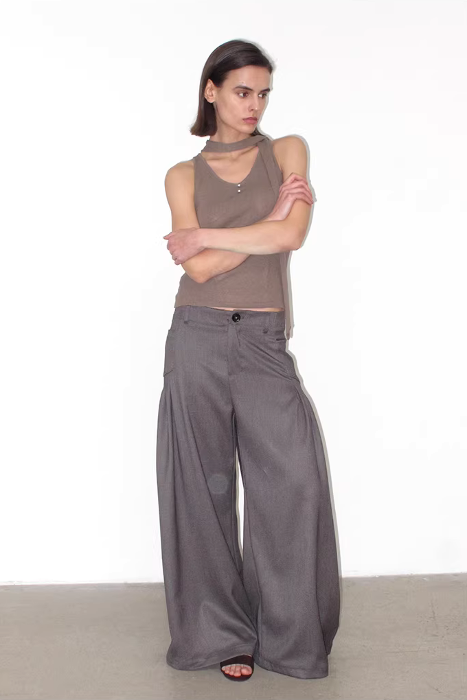 Pleated Wide Leg Trousers