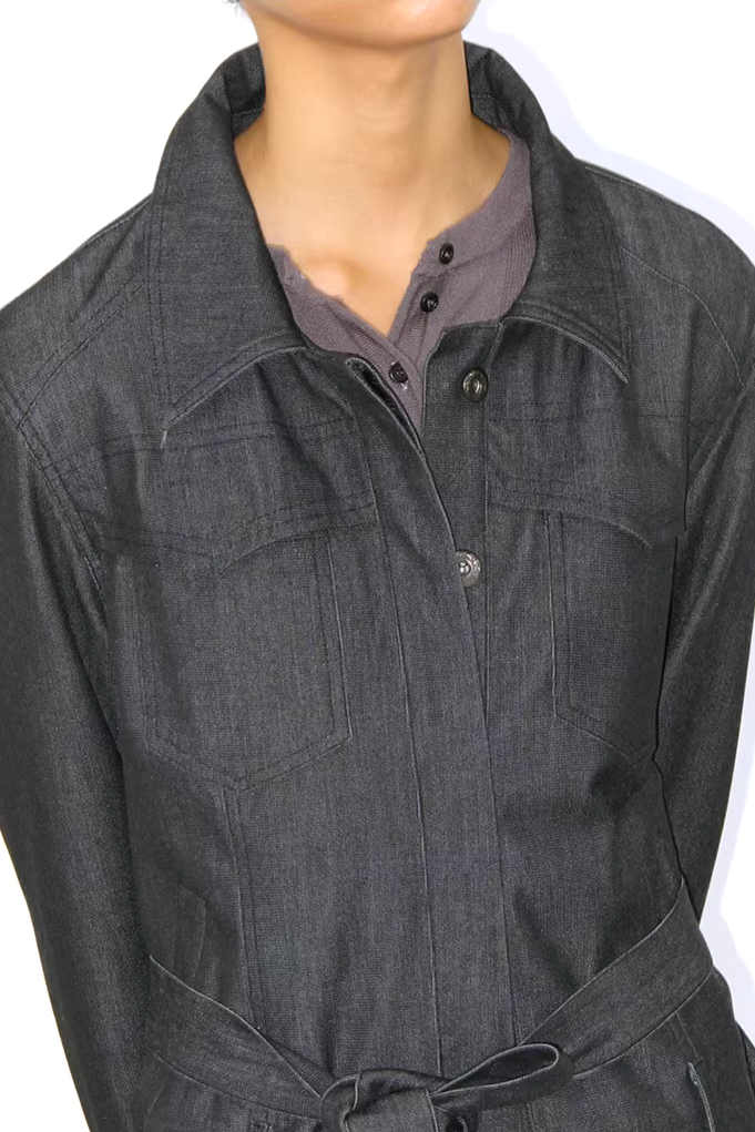 Denim Effect Belted Jacket