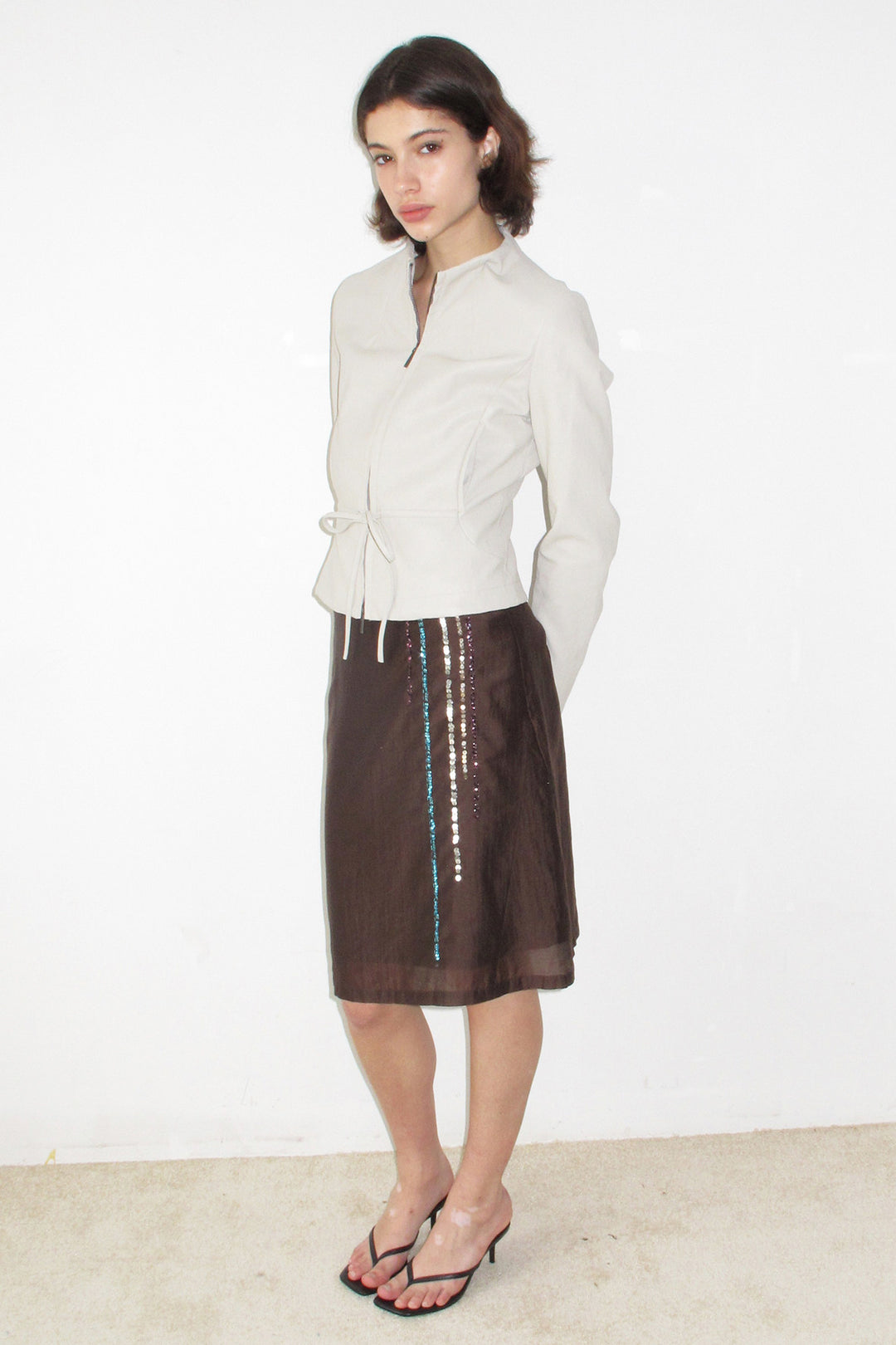 Tie Waist Faux Leather Jacket