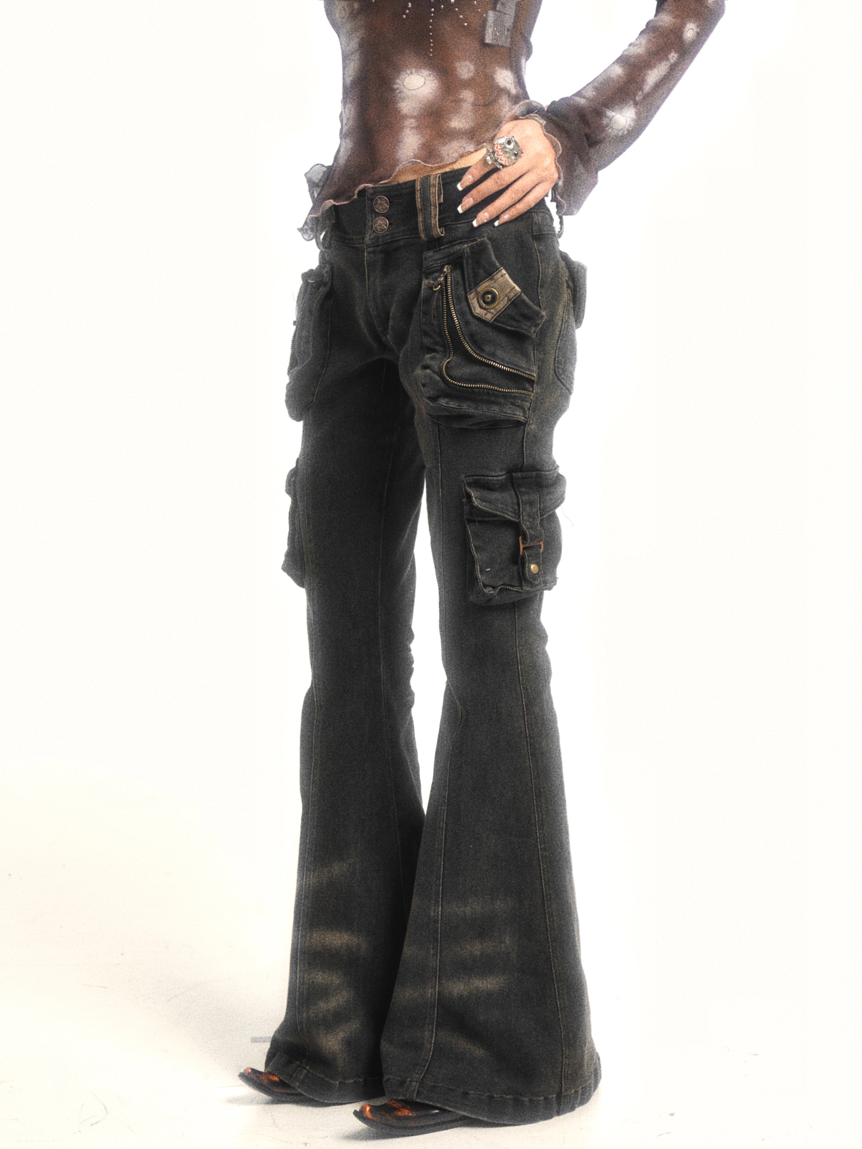 Multi Pocket Flared Jeans – Yujmiu