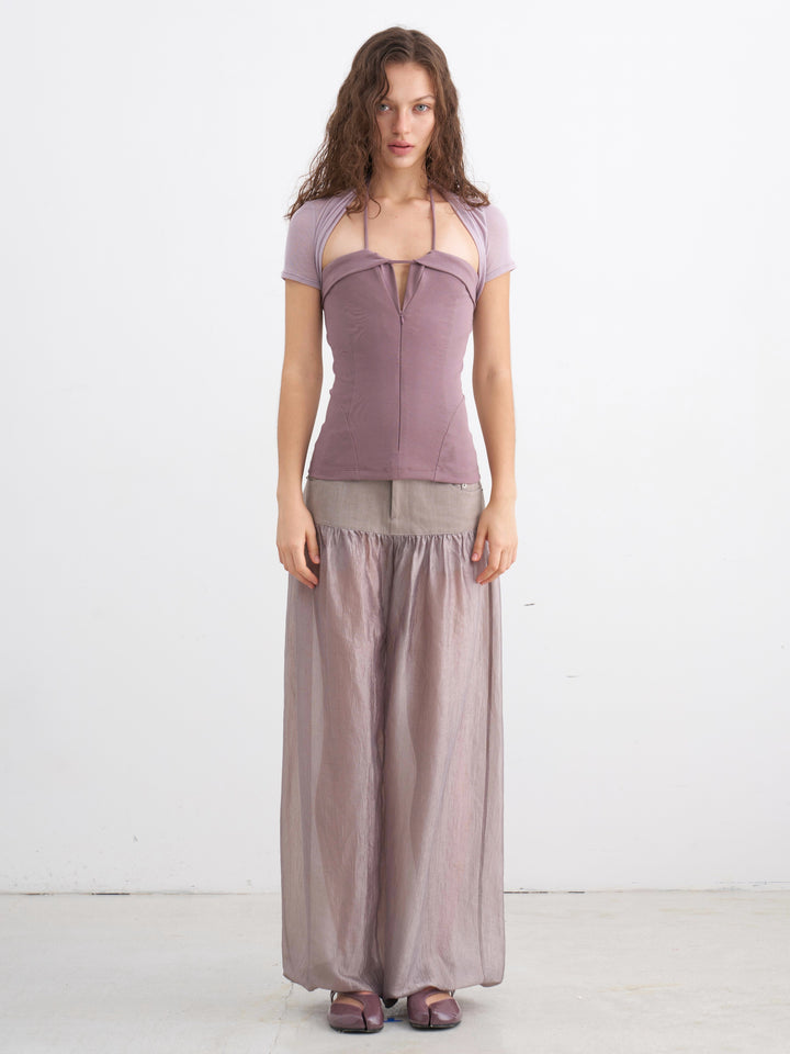 Sheer Balloon Trousers - Pink