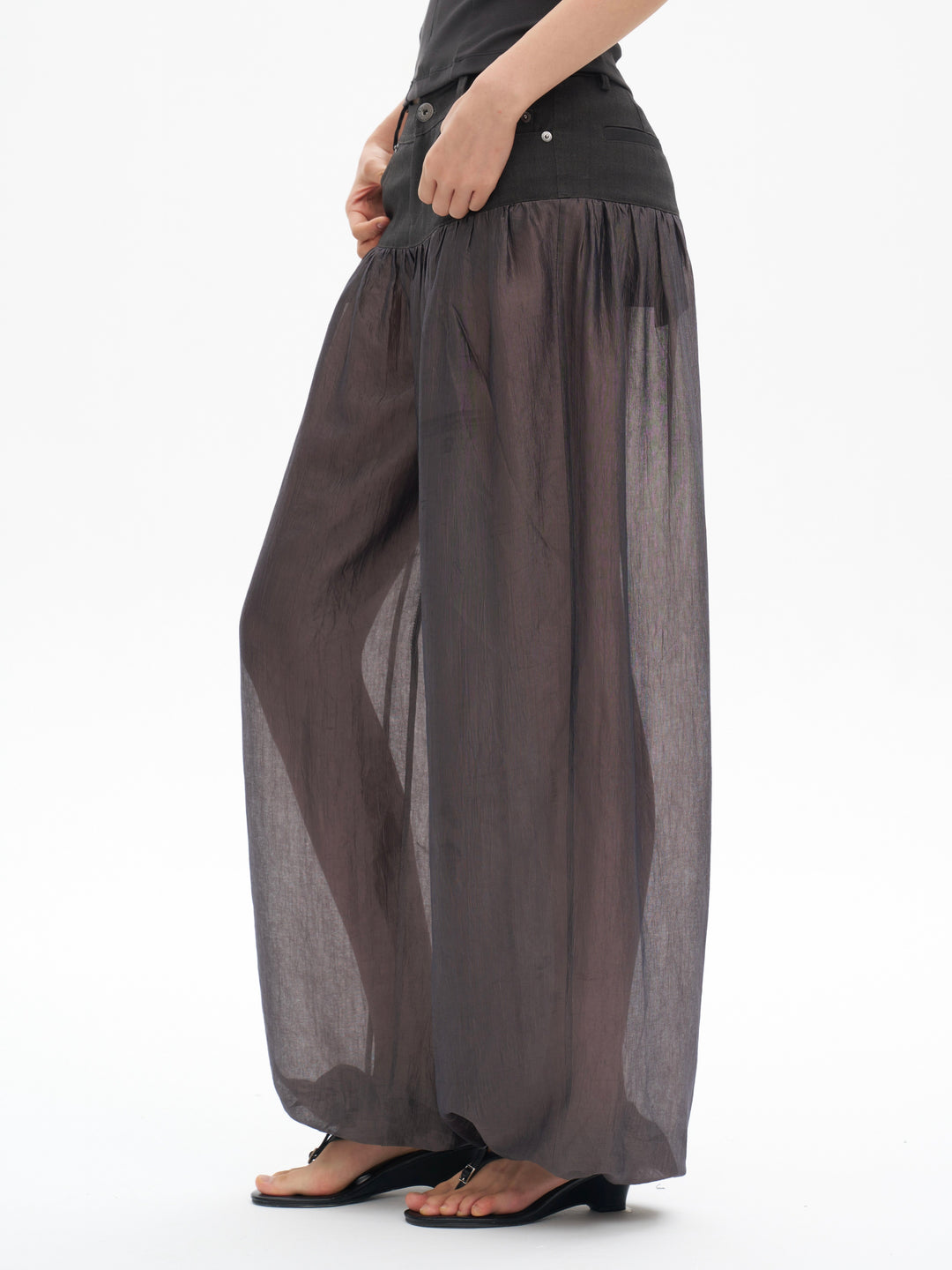 Sheer Balloon Trousers - Grey