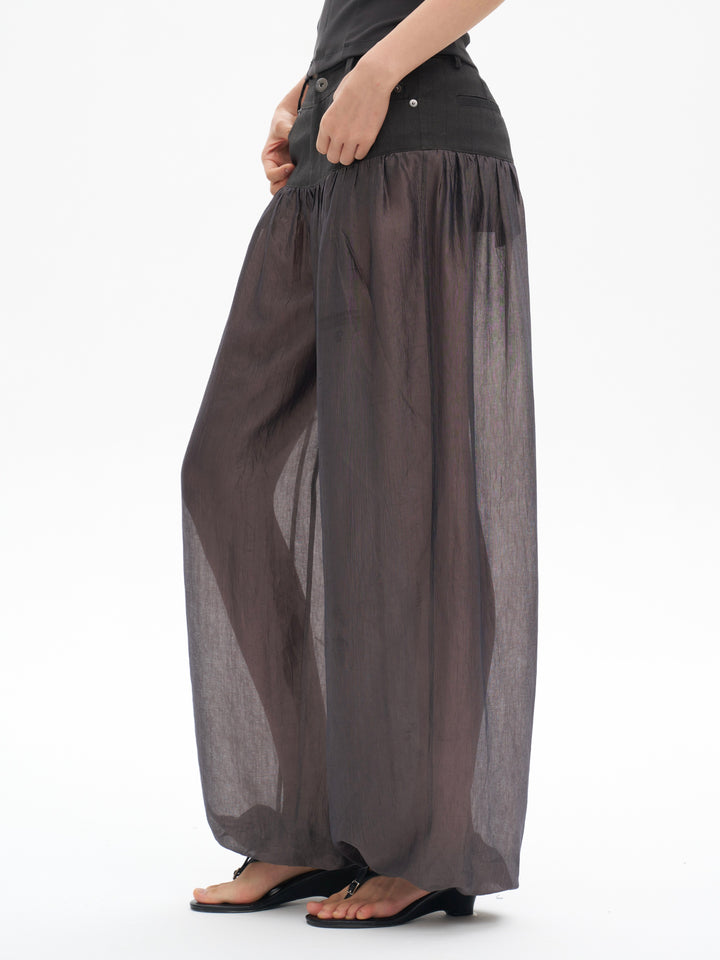 Sheer Balloon Trousers - Grey
