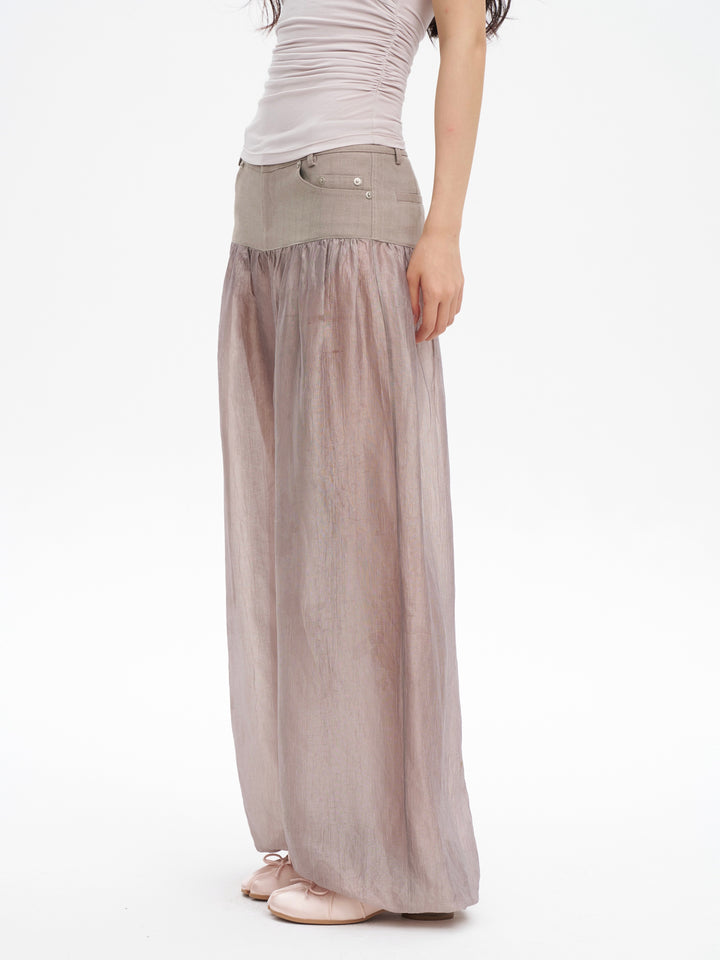 Sheer Balloon Trousers - Pink