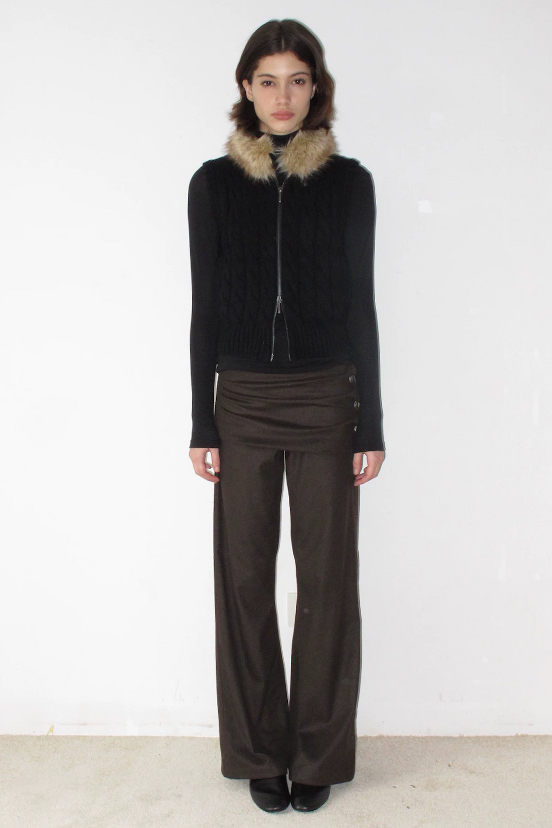 Button Detail Skirt Trousers
