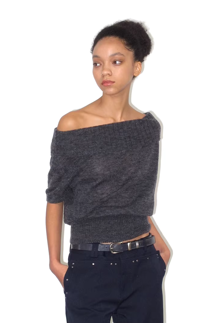 Foldover Wool Blend Top