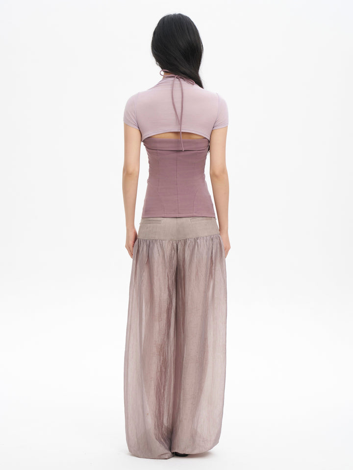 Sheer Balloon Trousers - Pink