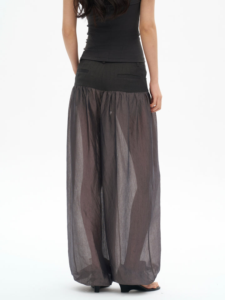 Sheer Balloon Trousers - Grey