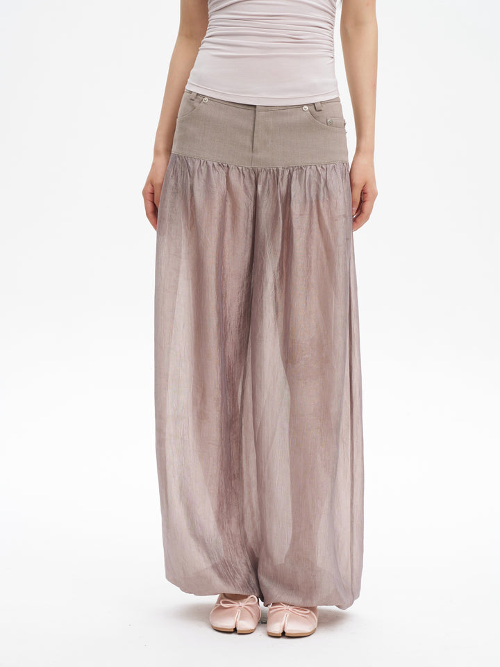 Sheer Balloon Trousers - Pink