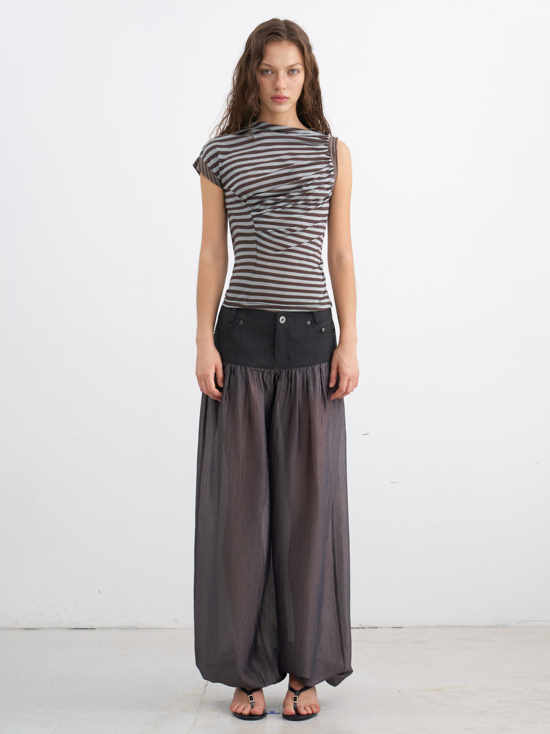 Sheer Balloon Trousers - Grey
