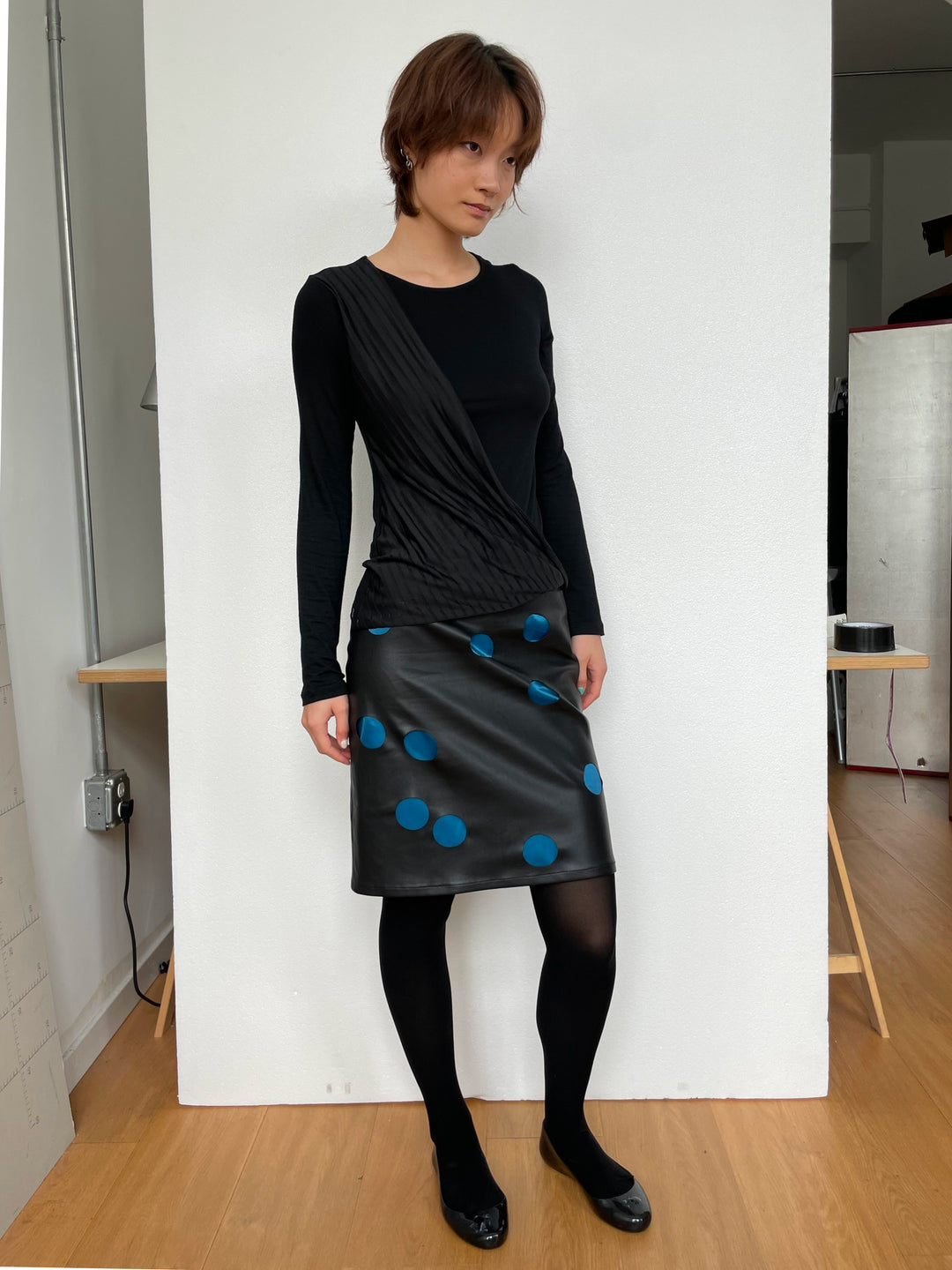 Cut Out Faux Leather Skirt