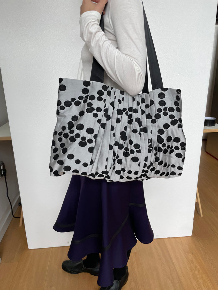 Pleated Polka Dot Tote Bag