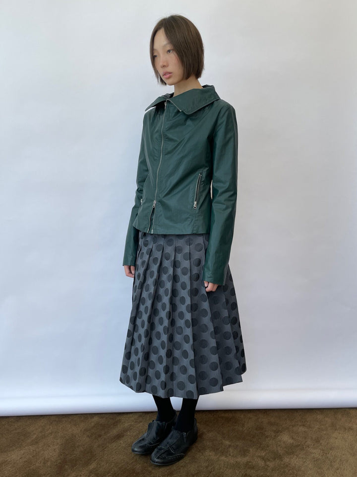 Polka Dot Pleated Midi Skirt