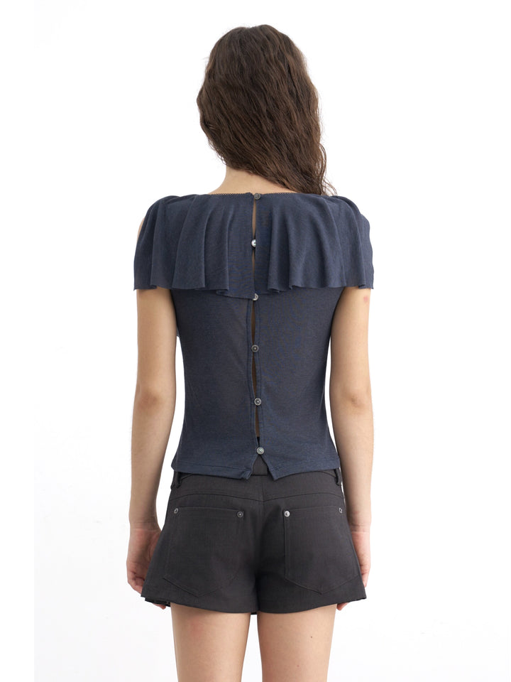 Reversible Ruffle Top - Grey