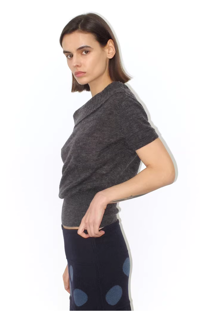 Foldover Wool Blend Top
