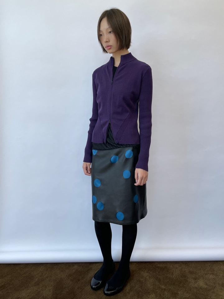 Cut Out Faux Leather Skirt
