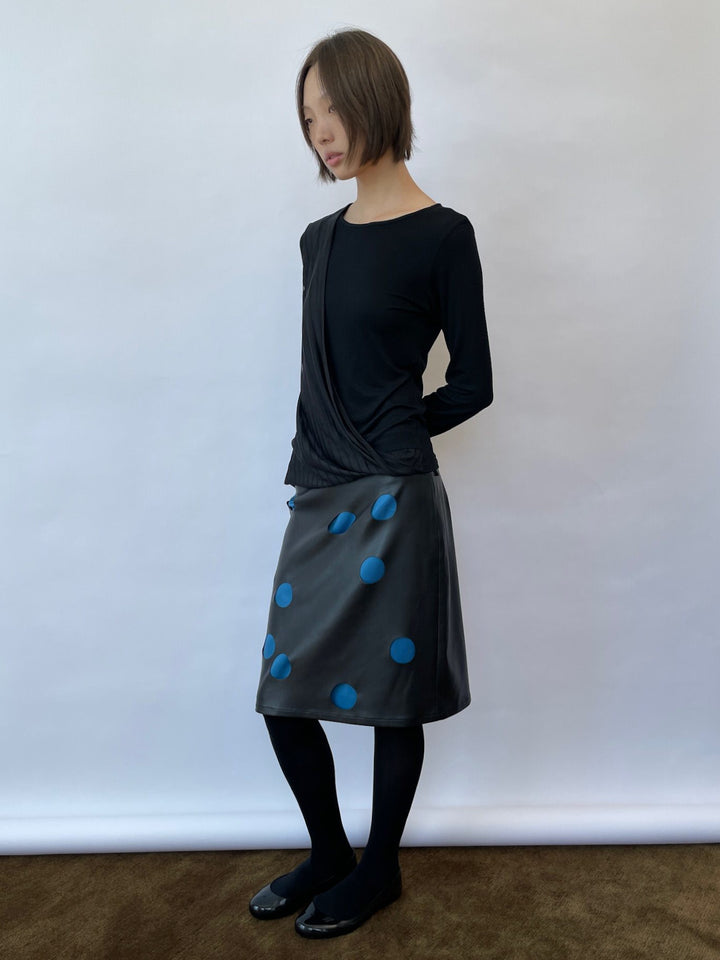 Cut Out Faux Leather Skirt