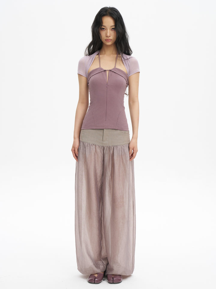 Sheer Balloon Trousers - Pink