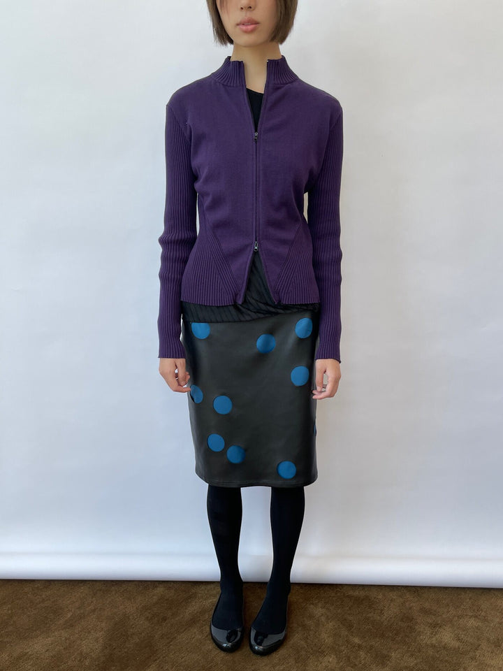 Cut Out Faux Leather Skirt