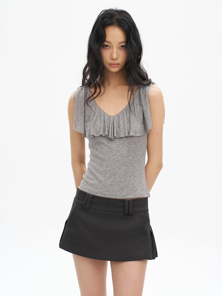 Reversible Ruffle Top - Grey