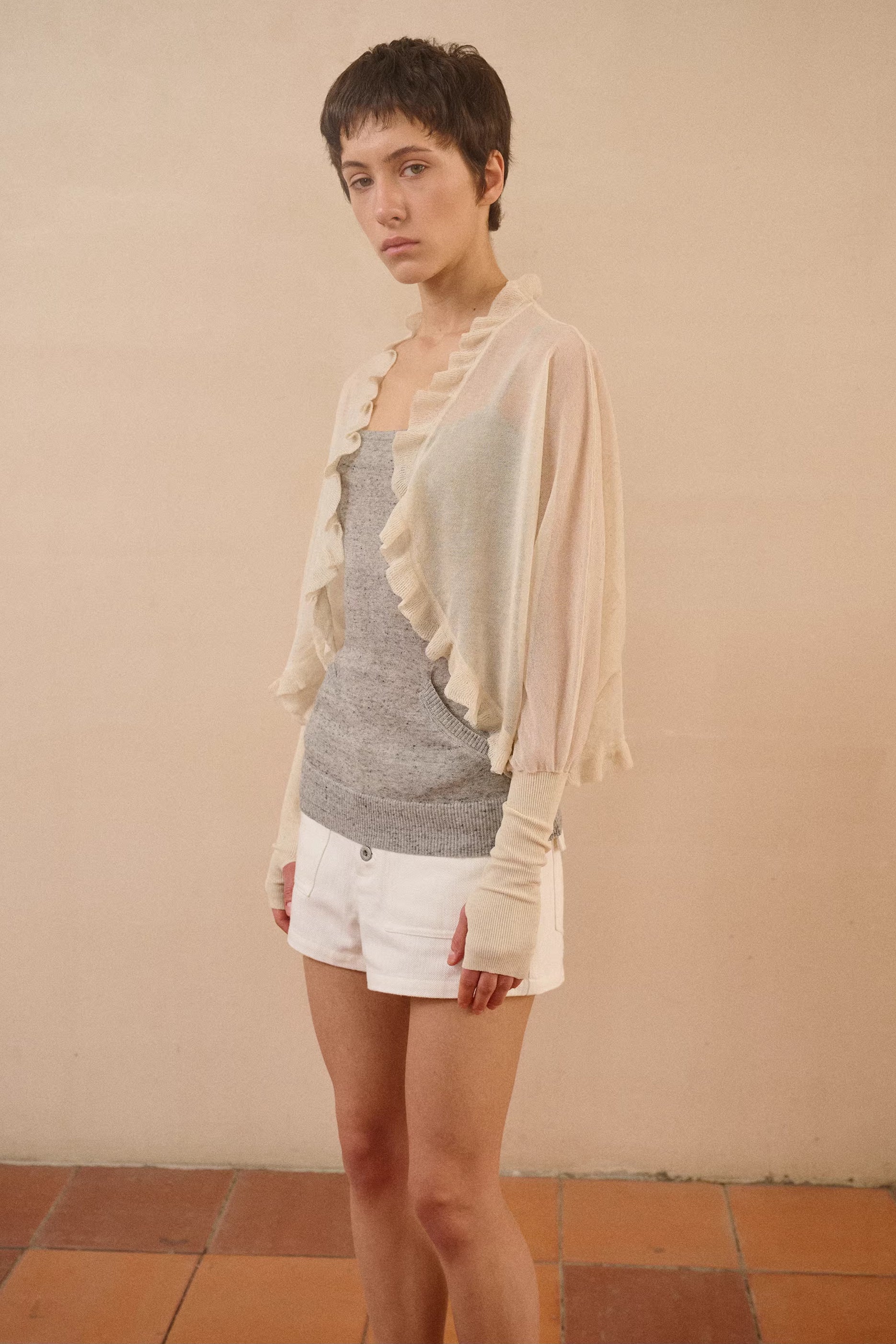 トップス rurumu: asymmetry ruffle knit cardigan Ruffle Dolman Sleeve Cardigan – Yujmiu