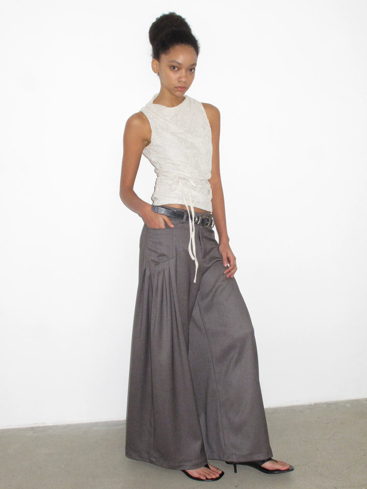 Pleated Wide Leg Trousers