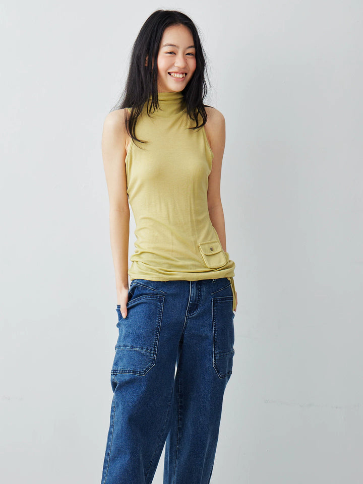 Pocket Detail Sleeveless Top
