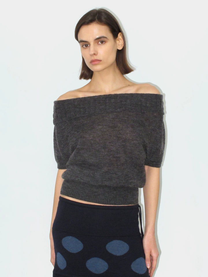 Foldover Wool Blend Top