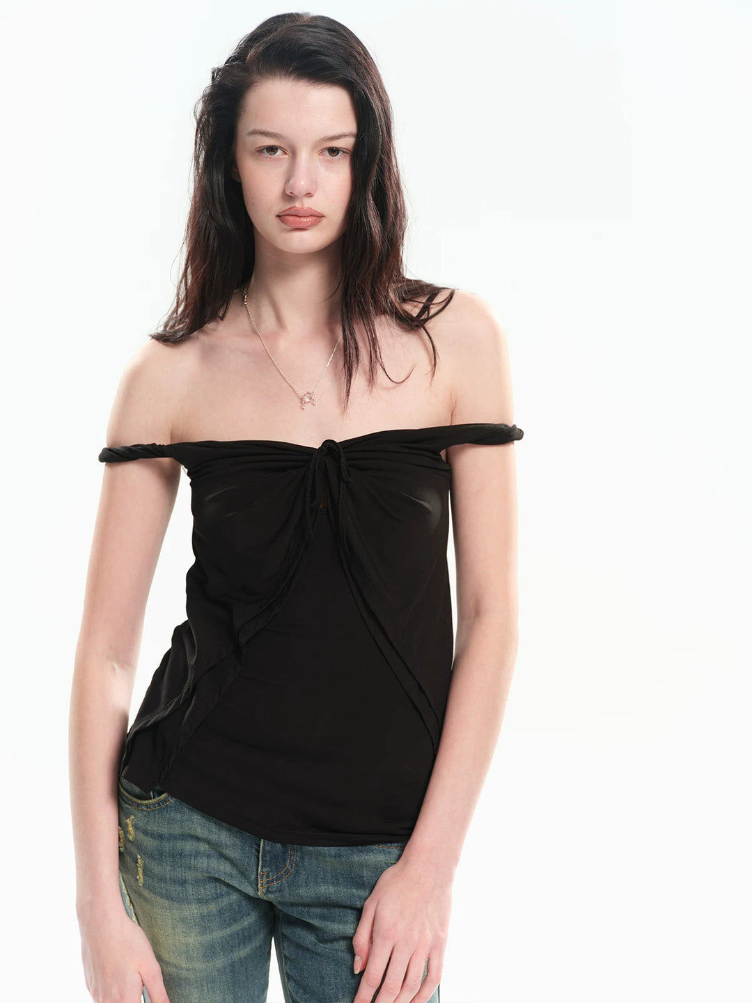 Self-Tie Off Shoulder Top
