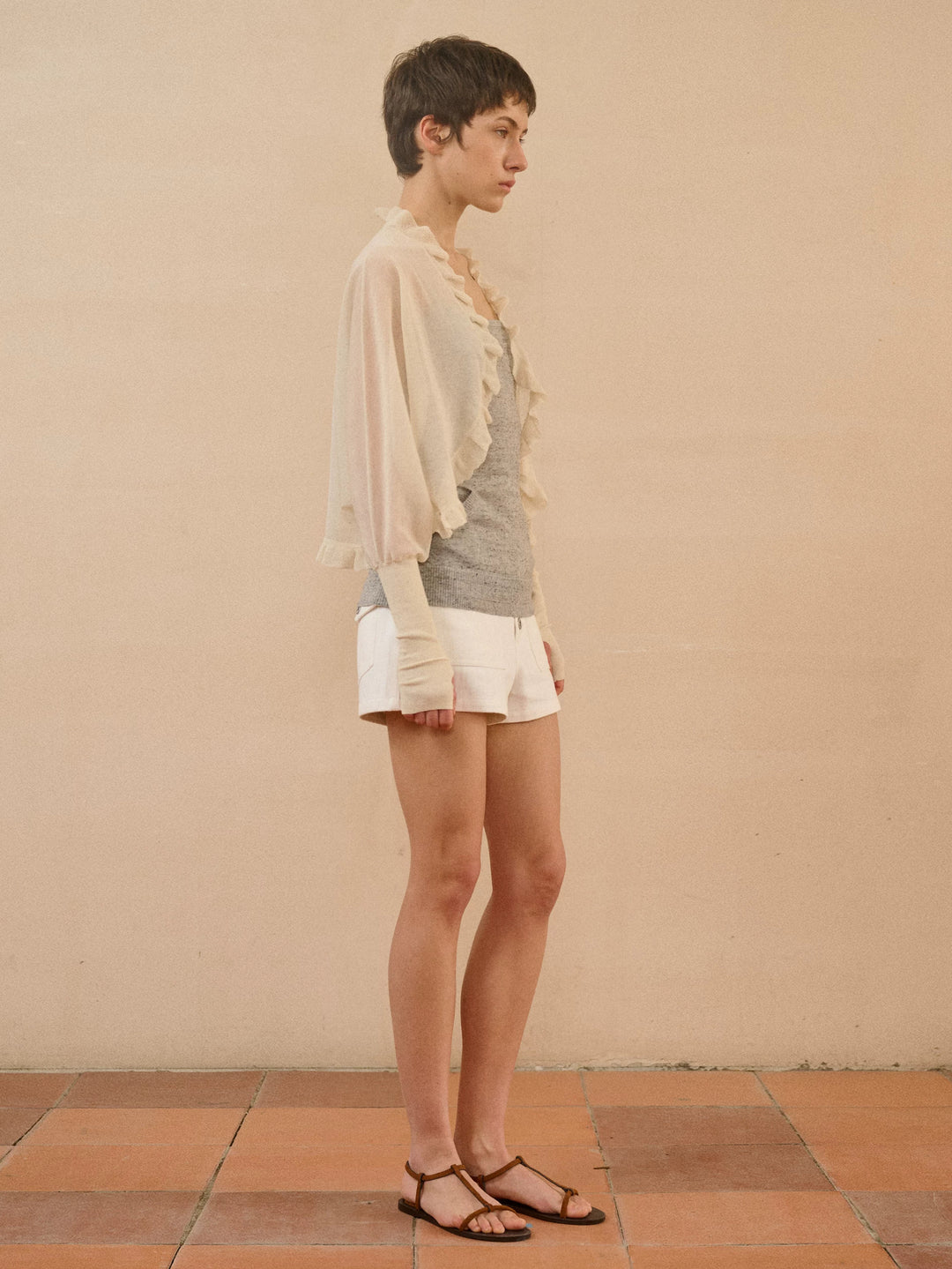 Ruffle Dolman Sleeve Cardigan