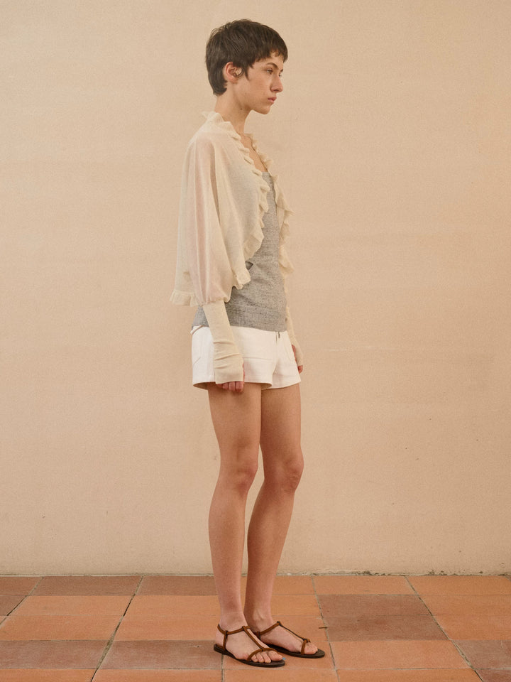 Ruffle Dolman Sleeve Cardigan