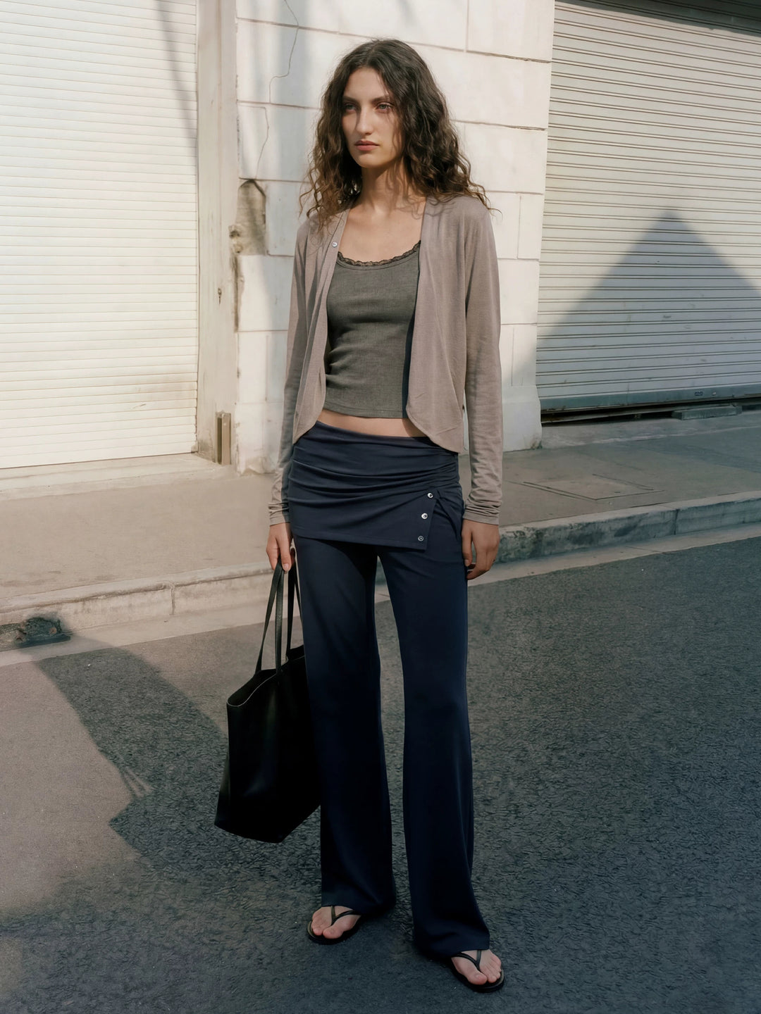 Button Detail Skirt Trousers