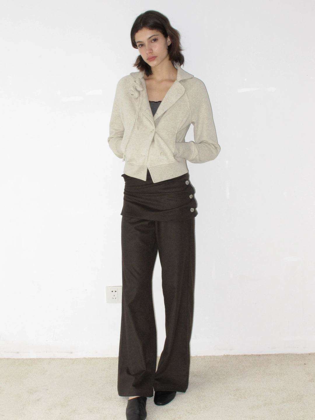 Button Detail Skirt Trousers