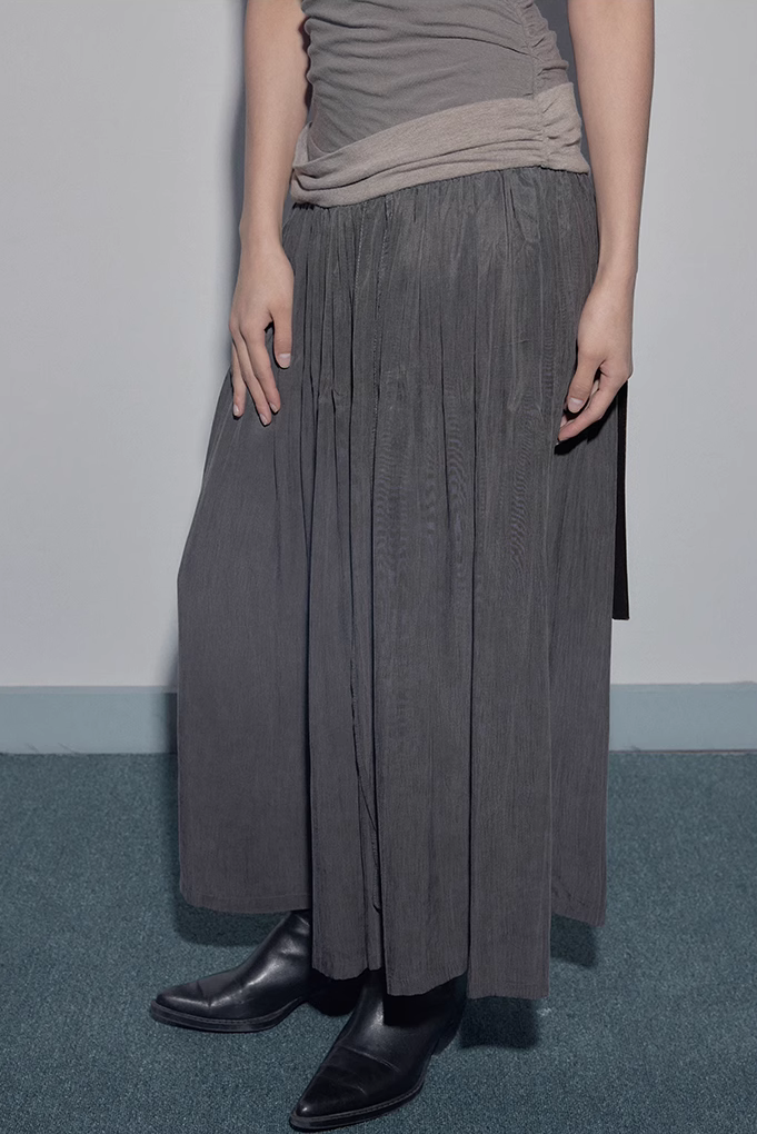 Strapless Pleated Maxi Dress