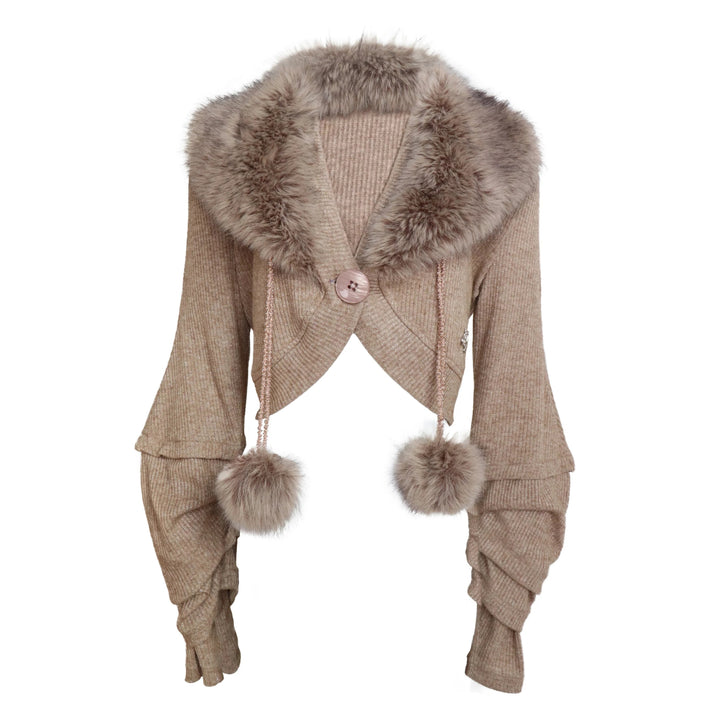Faux Fur Trim Cardigan