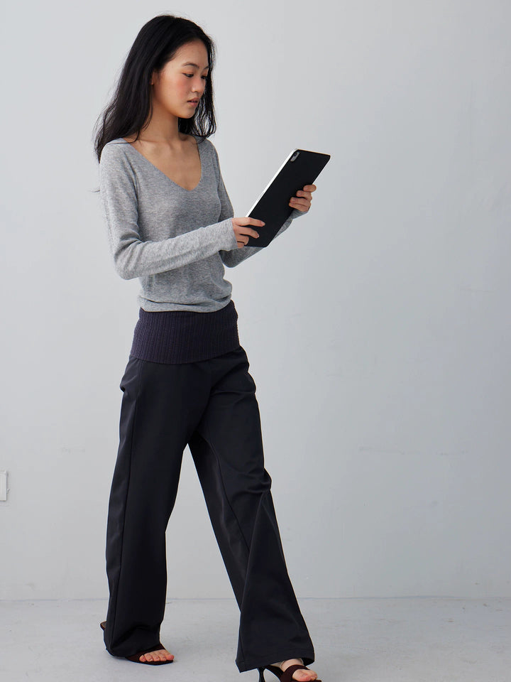 Knit Waistband Nylon Trousers