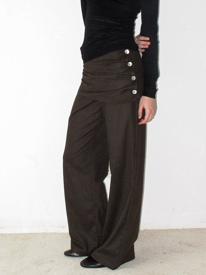 Button Detail Skirt Trousers