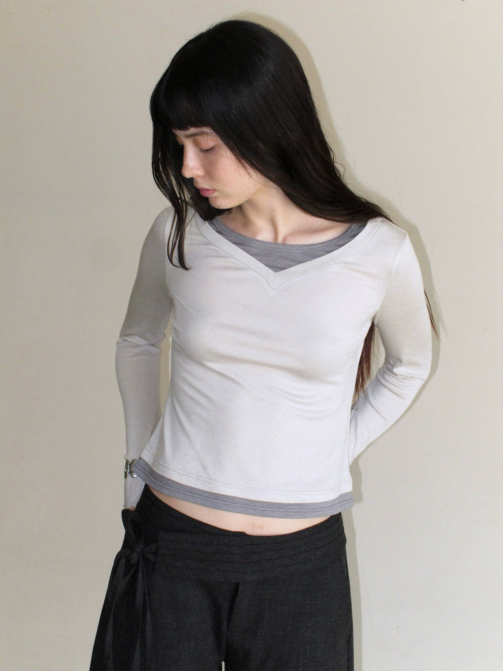Faux Double Layer Top - Cream