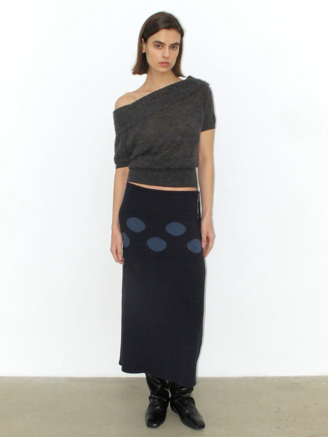 Foldover Wool Blend Top