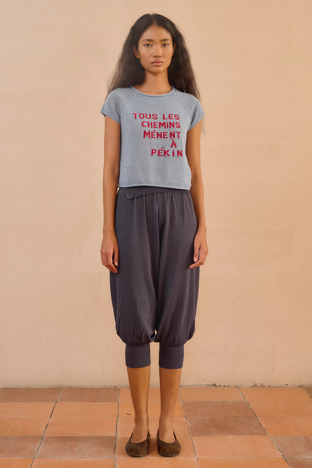Foldover Knit Capri Trousers