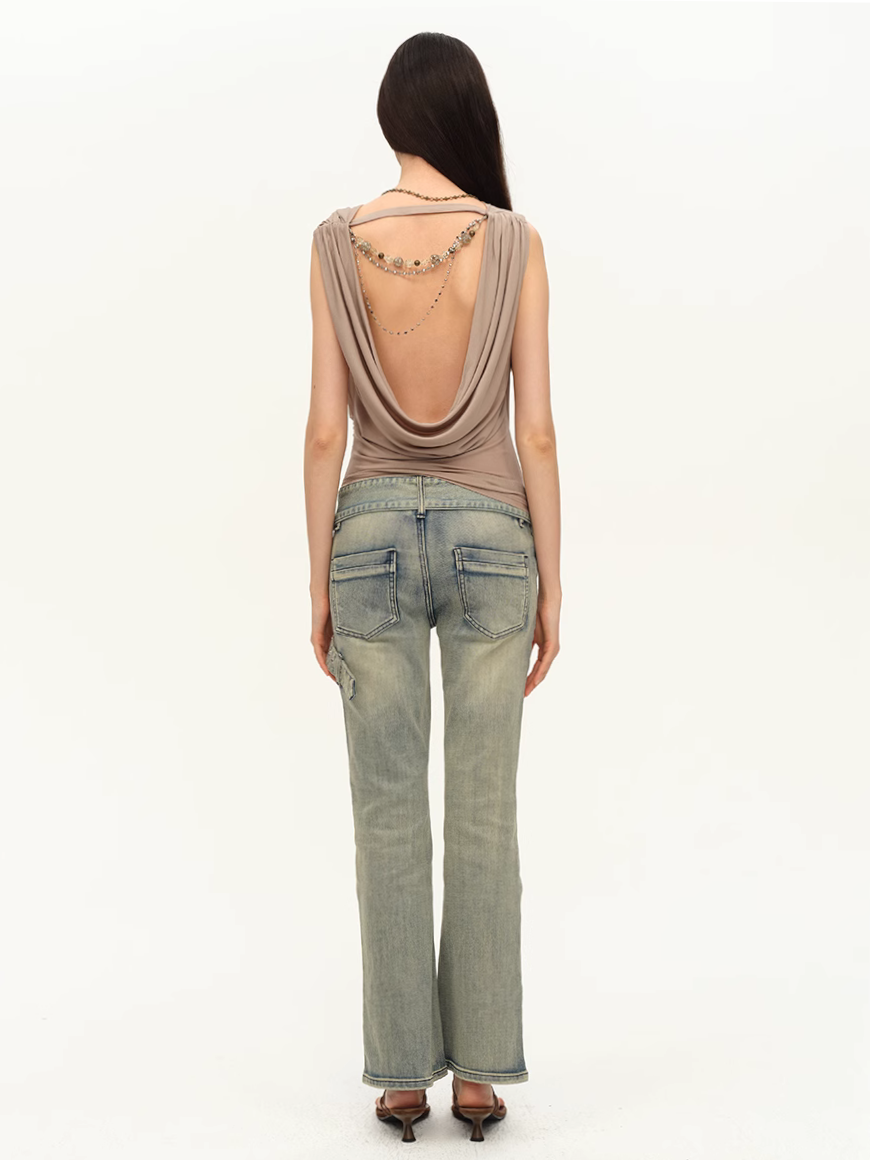 Draped Open Back Top