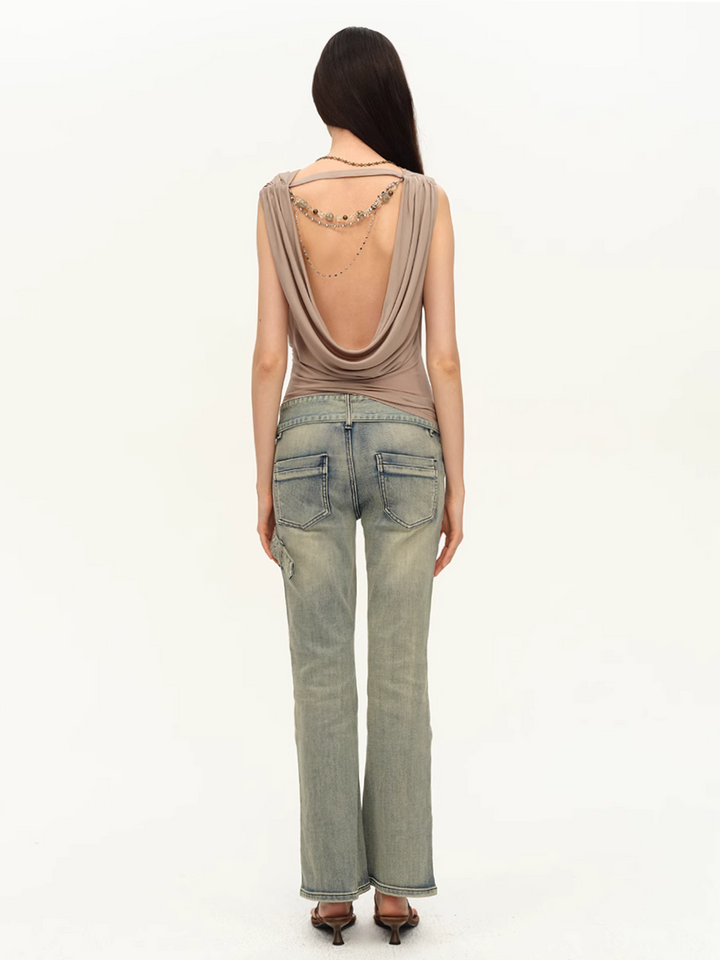 Draped Open Back Top