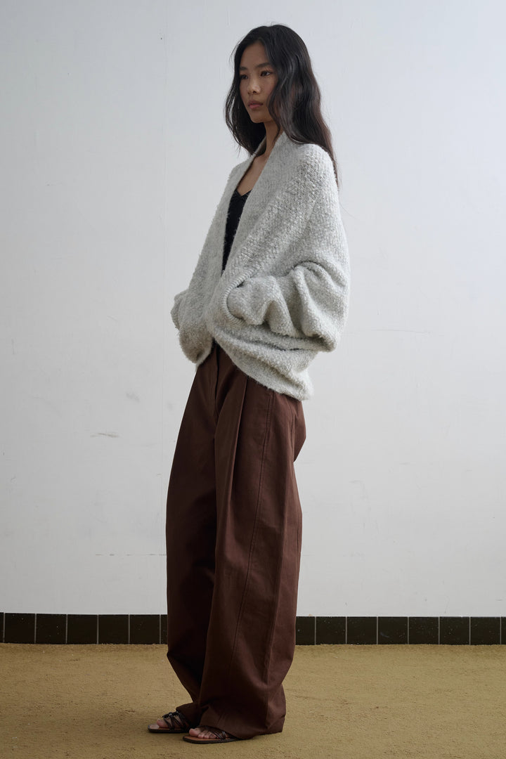 Boucle Knit Open Cardigan
