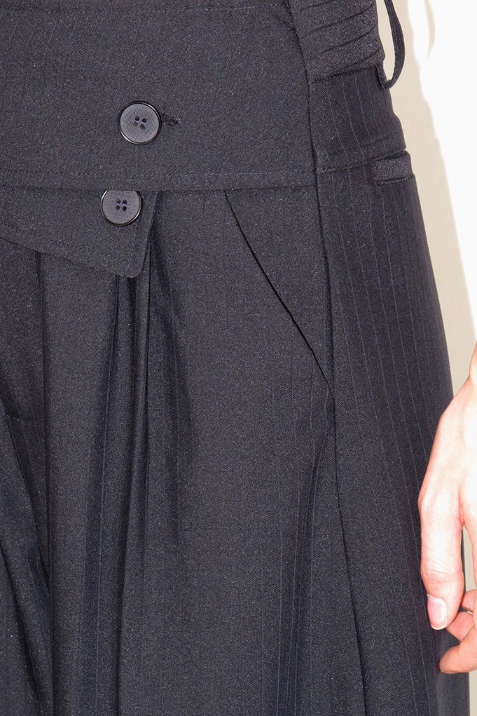 Crossover Waist Pinstripe Trousers