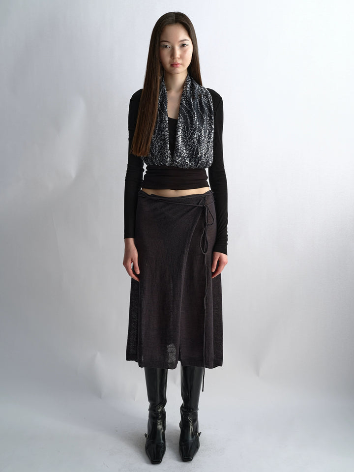 Knit Wrap Skirt - Grey