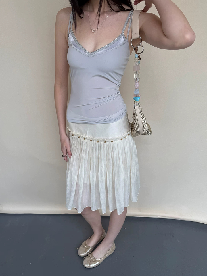 Drop Waist Pleated Skirt