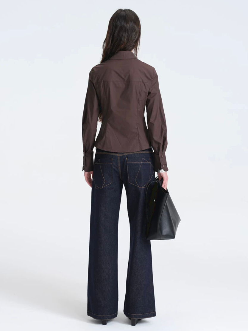 Asymmetric Button Fitted Shirt