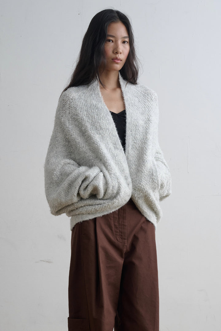 Boucle Knit Open Cardigan