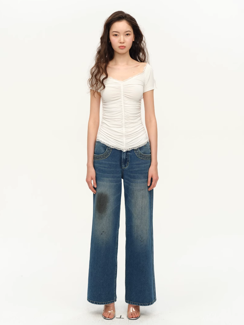 Ruched Open Back Top - White